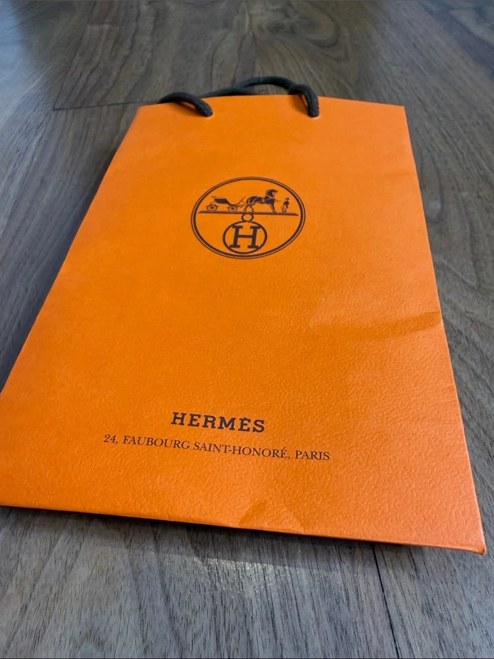 Hermes Orange Paper Shopping Bag with Black Logo mini